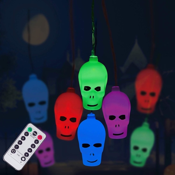 String Lights Skull Colorful Light 20 lysdioder, vattentäta lampor