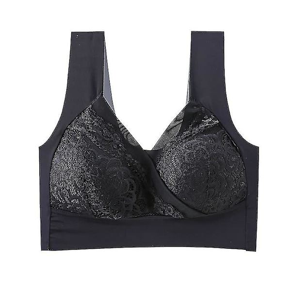 Dame Bralette Push-up BH Sømløs Vest Spetsundertøj Black M