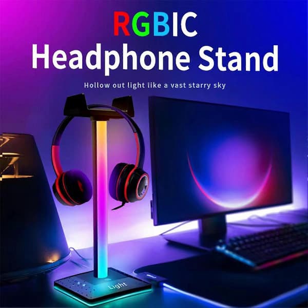 1 sæt hovedtelefonstativ Flere belysningstilstande Stabil base Blændfri Multifunktionel Enkel installation RGB headsetstativholder Høretelefontilbehør til
