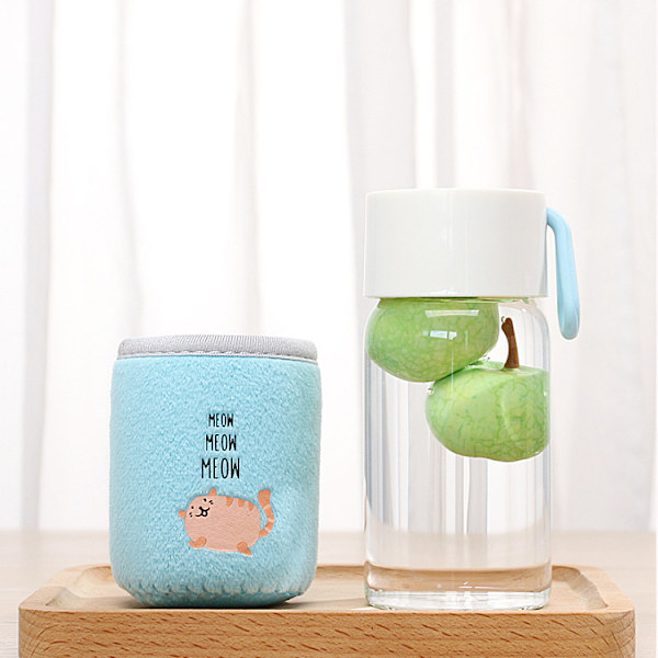 250ML glaskopp, Creative Cute Water Cup, Studentglas Blue