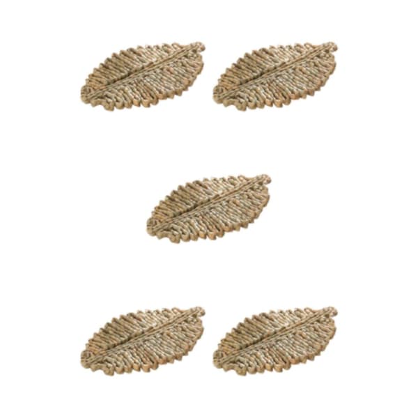 1/2/3/5 Rattan Placemat för Creative Thicken Khaki Leaf Shaped Light Brown 23x16cm 5Set