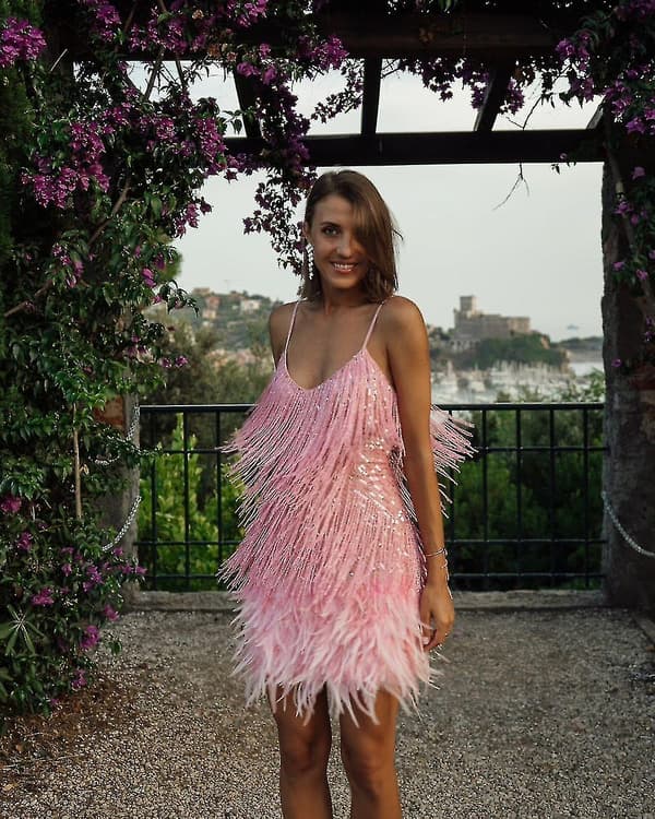Damfransar Sequine Feather Bodyco Klänning PINK XL