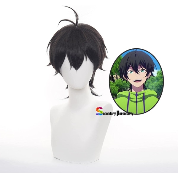 Cosplay Peruk Anime Sk8 Miya Cosplay Peruk Svart Kort Rakt Värmebeständigt hår Vuxen Halloween Rollspel 33cm The Infinity Sk Eight+wig Cap För Coser