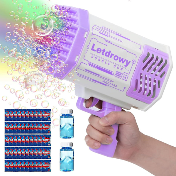 Bubble Maker til børn - Bubble Gun Legetøj til drenge 8-10 år, Bubble Maker Toddler til 1-3 år, Blå Bubble Maker fødselsdag, påske, Halloween Purple