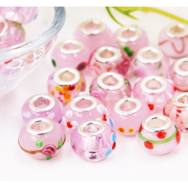 100 stycken European Craft Beads Stort hål glasmellanlägg, grön