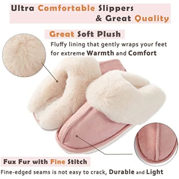 Damtofflor Memory Foam Fluffig Mjuk Varm Slip On House Tofflor, Anti-sladd Mysig plysch för inomhus utomhus (Storlek: Stor)
