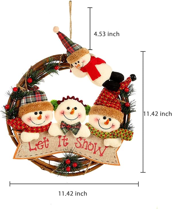 Julkrans ytterdörr hängande girlang snögubbe älg vägg jul