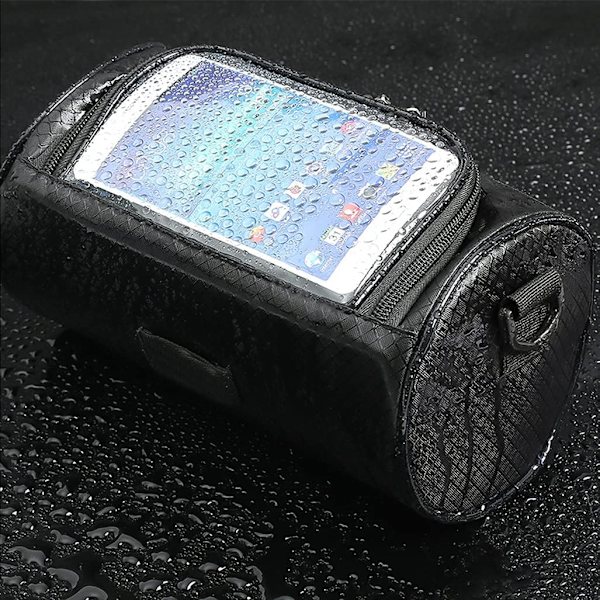 Cykelstyrtaske, vandtæt cykeltaske foran, Black 8.6in*4.9in