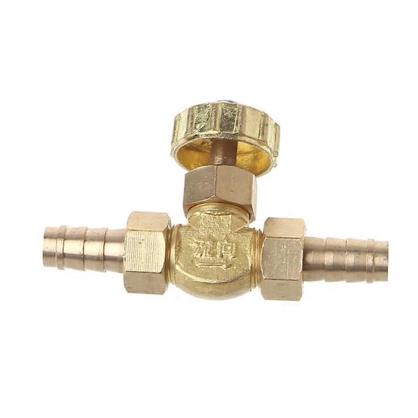 Armbågsventil i mässing 10 mm propan butan gasregulator med hullingförsedda nipplar 1 Mpa