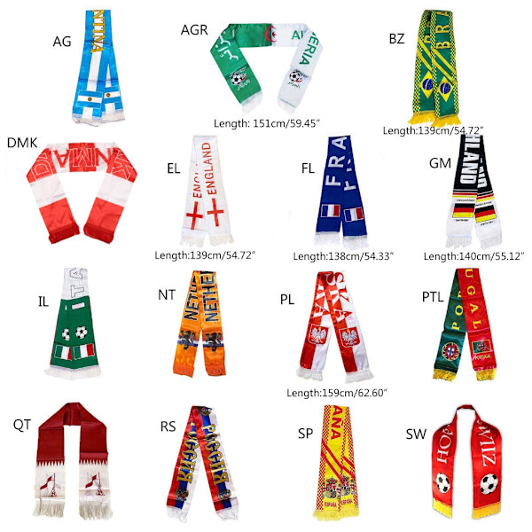 Fotballskjerf for fotballfan 15 land Fotballskjerf for barn voksen null - FL
