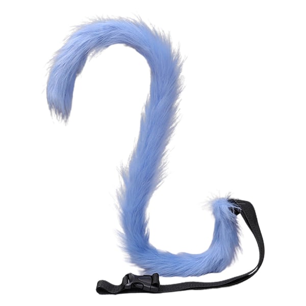 Fuskpäls Räv Katt Dräkt Svans Halloween Julfest Kostym Light blue