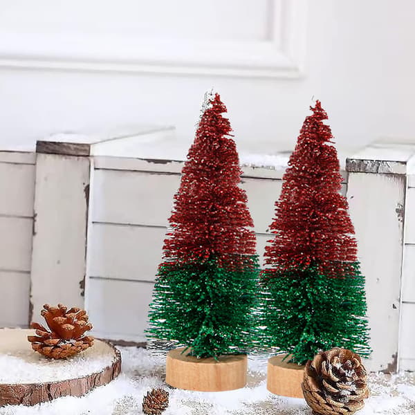 4st Mini julgransdekorationer Liten flaska Borstträd Red Green