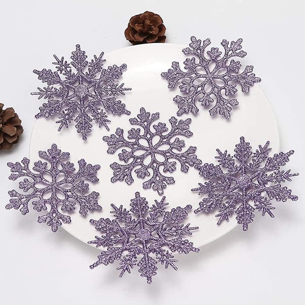 Plast Jul Glitter Snowflake Ornament Julgransdekorationer. 4-tums present