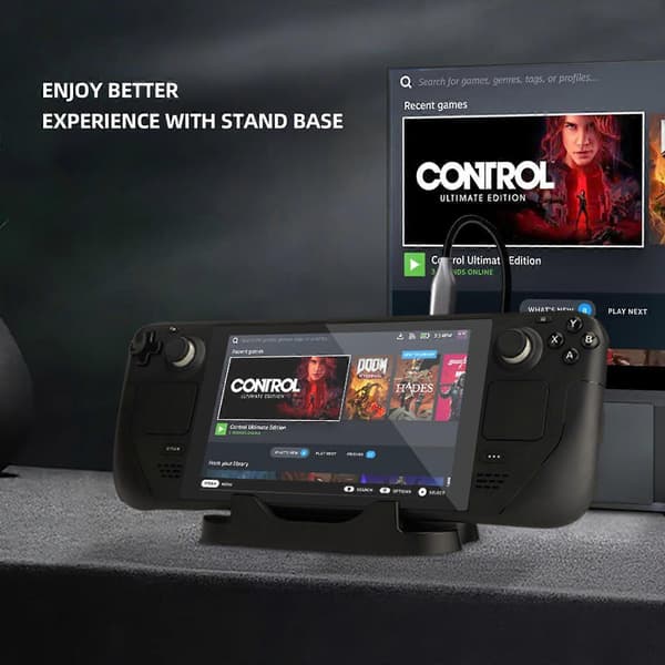 Mobiilipuhelimen näytön säilytysteline musta pidike Steam Deck Switchille