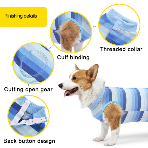 Lemmikkieläinten vaatteet Hengittävät koiranvaatteet juk selkäpainike Design Raidallinen painatus Blue Stripes M
