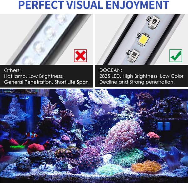 19 cm for akvarium, vanntett og nedsenkbar rørlampe, LED-belysning for akvarium, 2,8W, blå og hvit