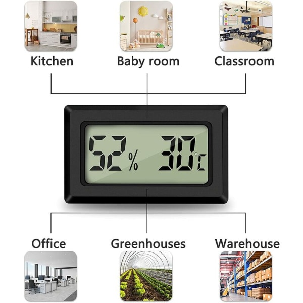 Trådlös Celsius Svart 5 st Djuruppfödningslåda Elektronisk digital display Fahrenheit termohygrometer