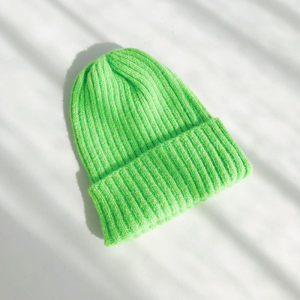 Varm vinterstickad mössa för dam vinter herr höst och vinter ull Håll värmen Plysch tröja unisex Mohair Green M 55-58cm
