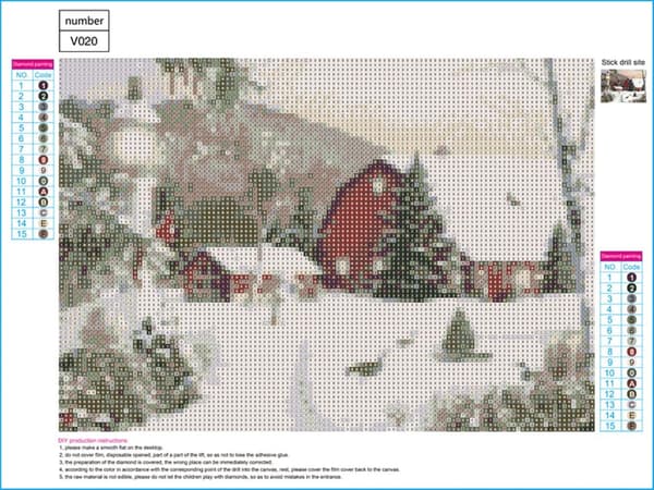 Diamantmalingssett 5D DIY, 16x12 tommer, Snølandsby