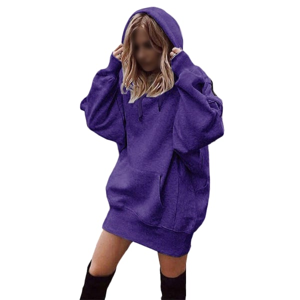 Dam lös tröja T-shirt med luvtröja för dam purple,5XL