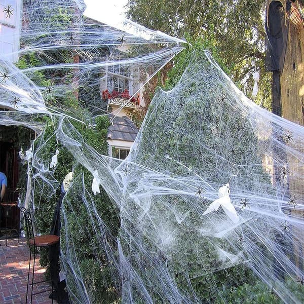 Halloween-dekorationer 40 G Stretch Spindelnät Och 100 Små
