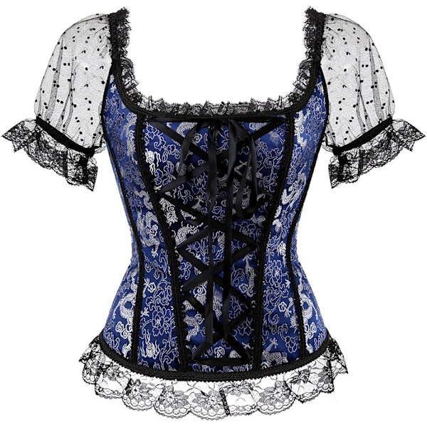 Korsetit naisille Overbust Bustier Top Gothic Sexy Shoulder 8108blue L