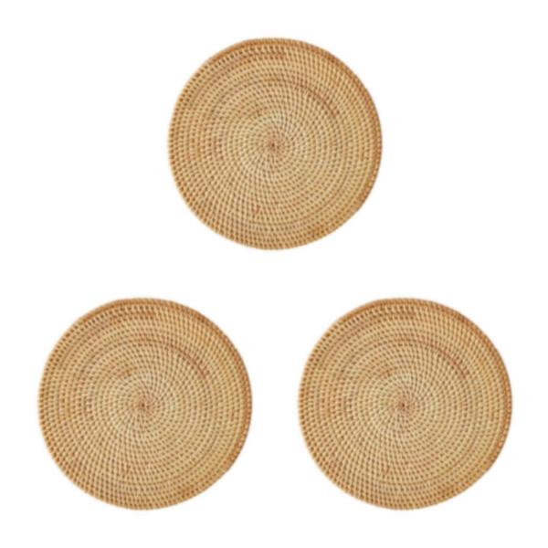 1/2/3/5 Rattan Asetusalusta Luovaan Paksuun Khaki Lehtimuotoon Light Brown 20x2cm 3Set