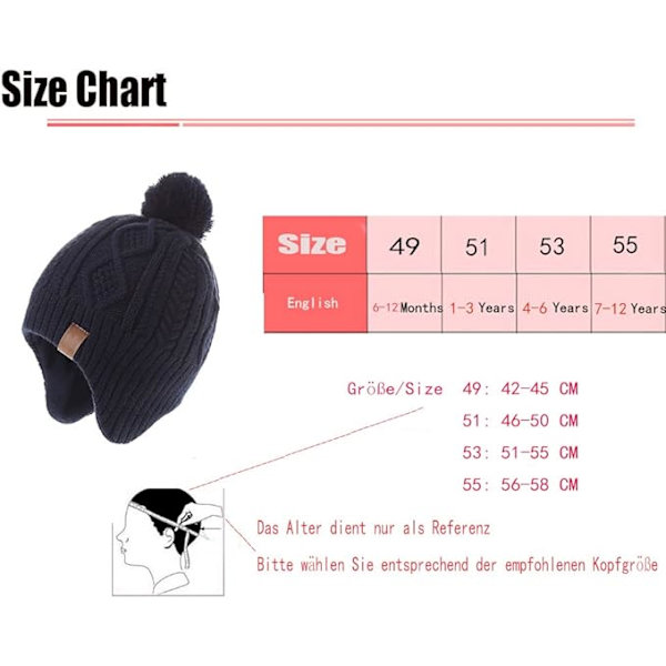 Blue Boys Stickad Hatt Barn Håll Varm Bomber Hat Protect Ears