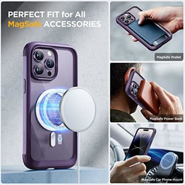 Miracase Glass Series Designad för iPhone 14 Pro Max Case 6,7 tum, [2023 Upgrade] Bumper Case med inbyggd 9H härdat glas Scr Noble Purple-B