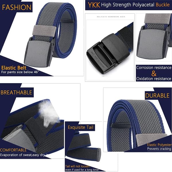 Elastiske belter Herr Dame Stretch Canvas Bånd Slitesterkt plastspenne for arbeid Reiser Sport