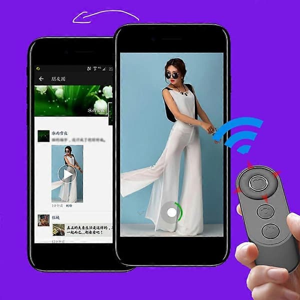 Trådløs fjernkontroll Multifunksjonell Håndfri Rask respons Lang rekkevidde Energibesparende Selvutløserkontroll Mini Bluetooth-kompatibel Selfie Smart