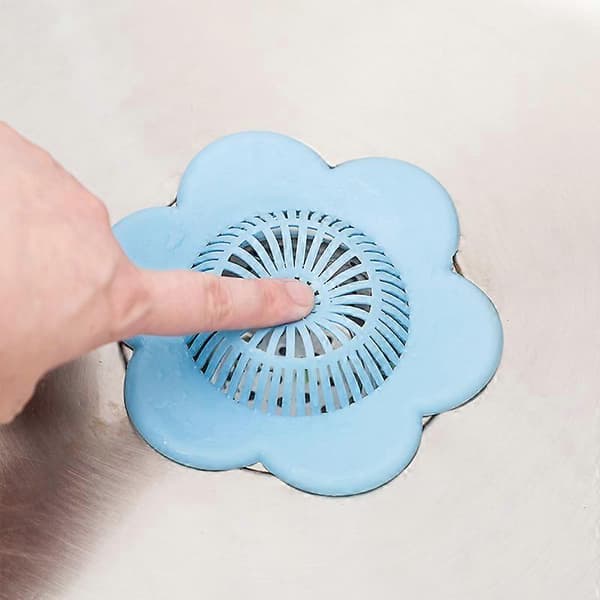 Silikone afløbsbeskytter, køkkenvask si med sugekop, badekar afløbsdæksel filter, køkken- og badeværelsesvask filter (blå, 13 cm)