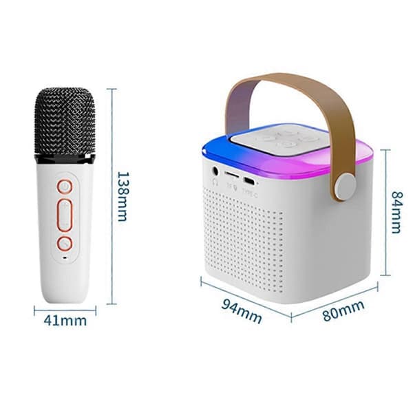 Bärbart Bluetooth 5.3 högtalarsystem med 2 trådlösa mikrofoner Hemmasånghögtalare Rosa