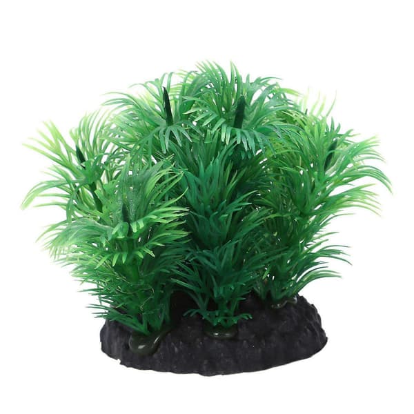 2x Akvarium Konstgjord Plast Gräs Vattenväxt Akvarieväxt Grön 8cm