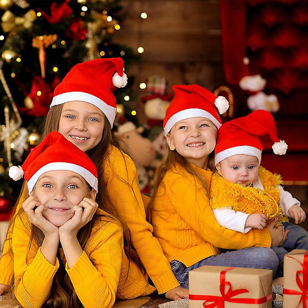Julmössa 12-pack plysch tomte hattar för julkostym Xmas Party Supplies