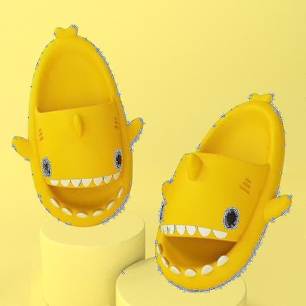 Shark Tøfler Sklisikre dusj Badesko Myke sommersandaler for jenter og gutter New_h yellow 38 39