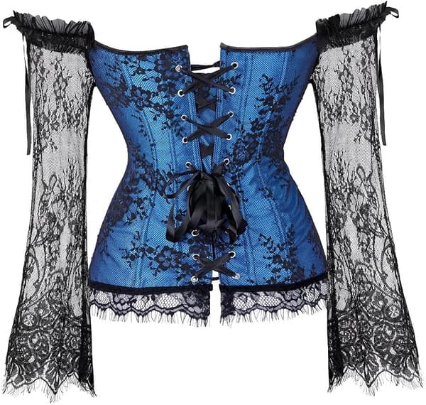 Korsetter för kvinnor Overbust Bustier Top Gothic exy houlder 8127blue S