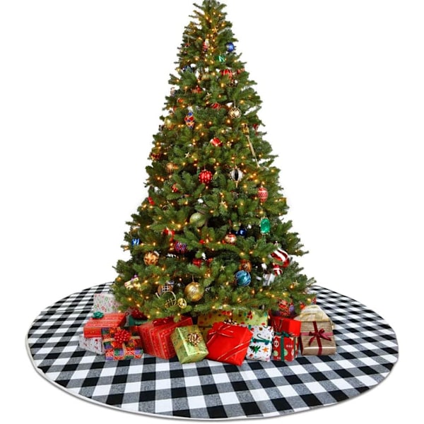 48 tommer juletræstæppe Buffalo Plaid Xmas Tree nederdele