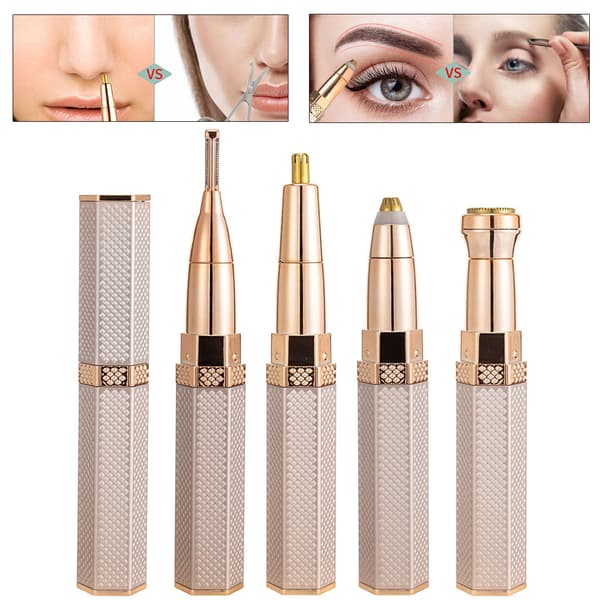 Kvinnor 4 i 1 ansiktshår Remove Razor Shaver Nose Eyebrow Trimmer Trichome