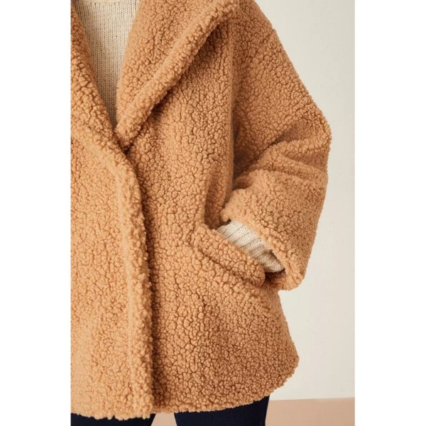 Dorothy Perkins, dam/dam, kort teddyfleece Petite Coat Camel M