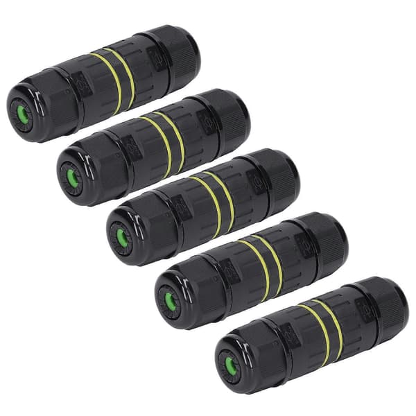5 STK IP68 Vandtæt Stik 3-polet Lige Gennem Udendørs Strømstik til 9-12mm