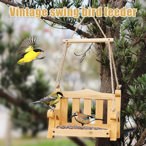 Matningsstation för hängande fåglar Träabborre Fåglar Bord Trädgårdsbänk Gungstol Hängande för utomhusbruk Primary Colors Lijing Swing