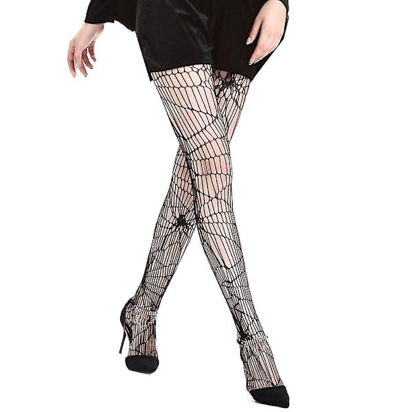 Halloween xmas julklappar dekoration kvinnor mesh strumpor spindelmönster strumpbyxor