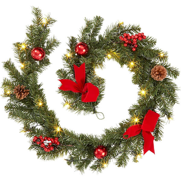 6 ft Garland juldekoration konstgjord växtrotting med 20 varmvit LED