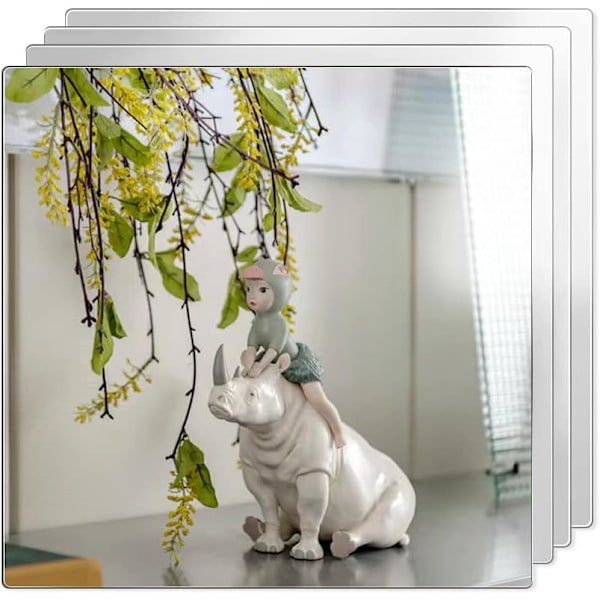 Självhäftande akrylspegelplattor (4-pack 8" x 8"), liten spegel
