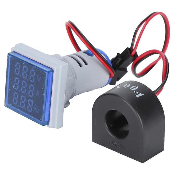Strømsignalindikator Universal 3\"Display Firkantet Lampe Lys 60~500V AC AD16?22VAHBlå