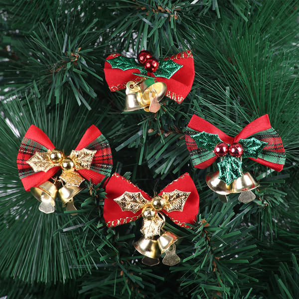 16-pack julbåge med klockor Xmas Mini Bowknot Craft Present plaid golden leaves