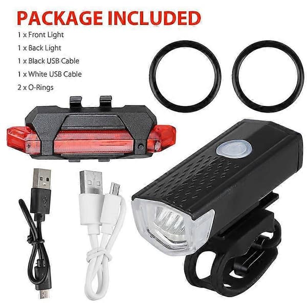 Sykkel LED Frontlys Baklys USB Oppladbart