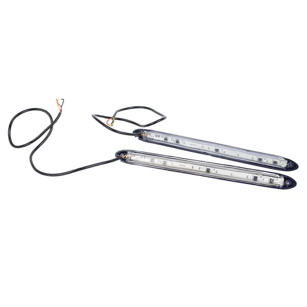 2 stk. LED-blinklys, lysstribe, dobbeltfarvet hvid gul, høj lysstyrke, kørelys, universel til bil