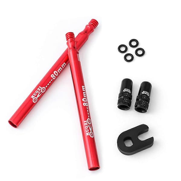 60/80 mm Presta-ventilförlängningssats, aluminiumlegering gummi och plast, 4 färger